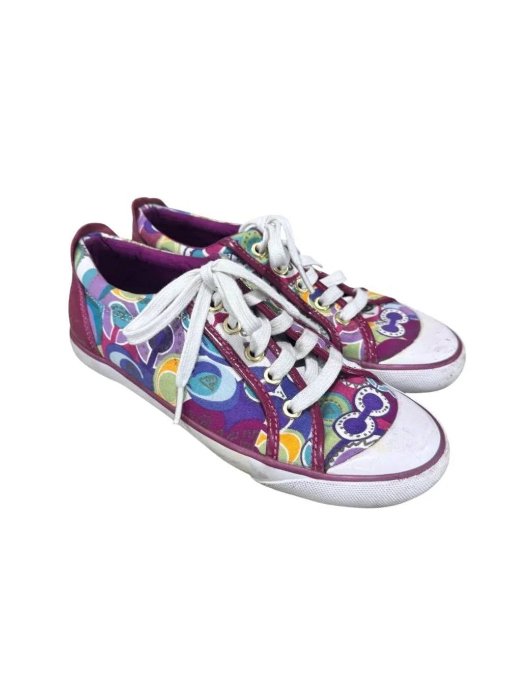 Coach Barrett Pop Graphic Lace Up Sneakers Multicolor 6.5 Punk Preppy Designer